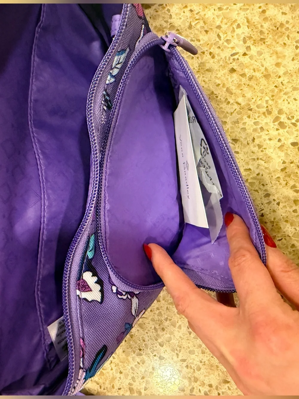 Vera Bradley Purple Floral Kids Belt Bag with ID Holder and Lanyard